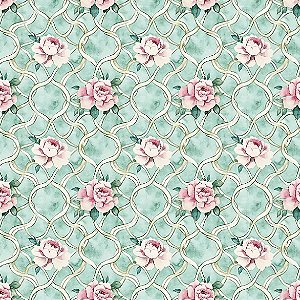 Tricoline Digital Marrocan Flor Vitral 100%Alg 50cm x 1,50mt