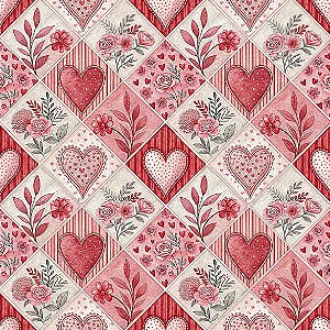 Tricoline Digital Patch Love 03, 100% Algodão, 50cm x 1,50mt