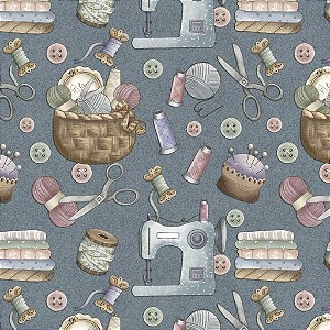 Tricoline Digital Itens de Costura Petróleo, 50cm x 1,50mt