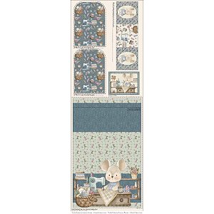 Tricoline Capa de Máquina Ratinhos Costureiro, 50cm x 1,50mt