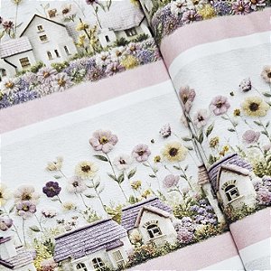 Tricoline Digital Barrado Cottage Garden, 50cm x 1,50mt