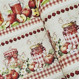 Tricoline Digital Barrado Maças Vermelhas, 50cm x 1,50mt