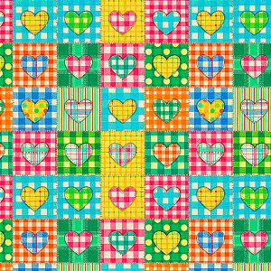 Tricoline Corações do Sertão, 100% Algodão, 50cm x 1,50mt