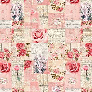 Tricoline Digital Império das Flores, 100%Alg, 50cm x 1,50mt