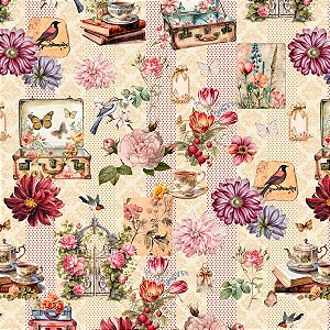 Tricoline Digital Viagem Imperial 100%Algodão, 50cm x 1,50mt