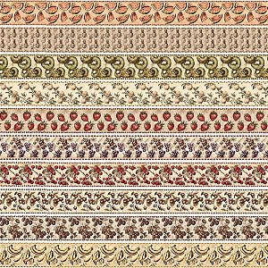 Tricoline Digital Barrado Vintage Fruits, 50cm x 1,50mt