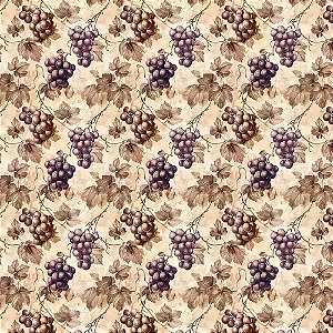 Tricoline Digital Vintage Fruits Uva, 100%Alg. 50cm x 1,50mt