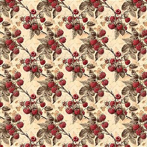 Tricoline Digital Vintage Fruits Framboesa, 50cm x 1,50mt