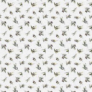 Tricoline Digital Azeitonas F. Branco, 100%Alg 50cm x 1,50mt