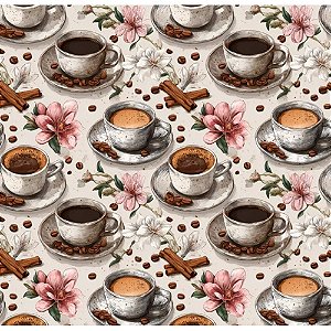 Tricoline Digital Café com Canela, 100%Algodão 50cm x 1,50mt