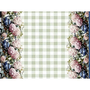 Sarja Toalha Hortensia no meu Jardim, 100%Alg. 50cm x 1,50mt