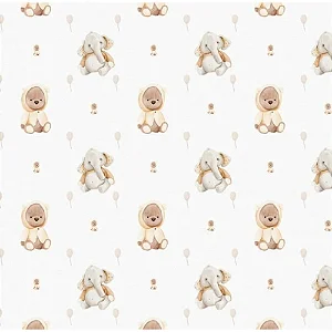 Tricoline Digital Urso e Elefante, 100% Alg. 50cm x 1,50mt