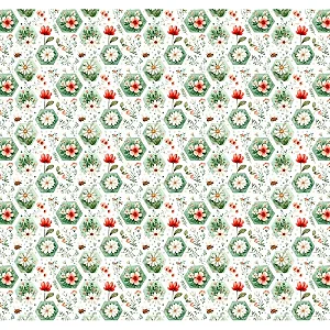 Tricoline Digital Floral em Hexagono, 100%Alg. 50cm x 1,50mt