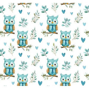 Tricoline Digital Corujas Casal de Gravata, 50cm x 1,50mt