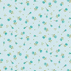 Tricoline Botões Aqua, 100% Algodão, 50cm x 1,50mt