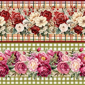 Tricoline Digital Barrado Aroma de Flores, 55cm x 1,50mt