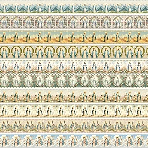 Tricoline Digital Barrado Nossa Senhora 100%Alg 50cm x 1,50m