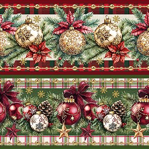 Tricoline Digital Barrado Decoração de Natal, 50cm x 1,50mt