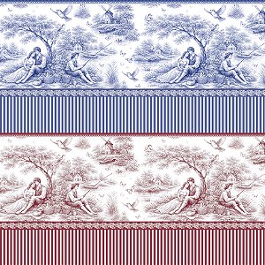 Tricoline Digital Barrado Toile de Jouy, At. 5mt x 1,50mt