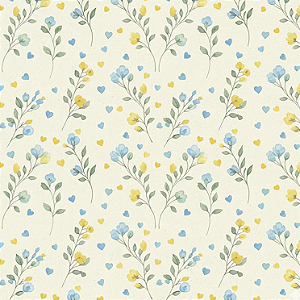 Tricoline Dig Florzinha Romântica Azul Claro, 50cm x 1,50mt