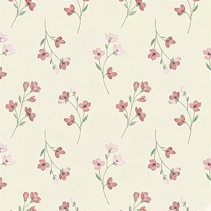 Tricoline Digital Florzinha Romântica Rosa, 50cm x 1,50mt