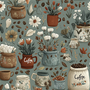 Tricoline Digital Cafezinho Coffee, 100%Alg. 50cm x 1,50mt