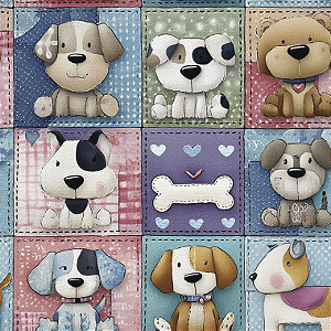 Tricoline Digital Patch Bichinhos Cachorrinhos, 50cm x 1,50m