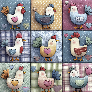 Tricoline Digital Patch Bichinhos Galinhas, 50cm x 1,50mt