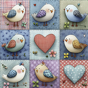 Tricoline Digital Patch Bichinhos Passarinhos, 50cm x 1,50mt