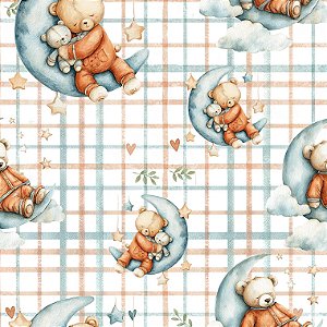 Tricoline Digital Baby Bears Ursinhos na Nuvem 50cm x 1,50mt