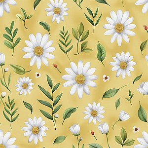 Tricoline Digital Love Daisies Yellow Daisy, 50cm x 1,50mt