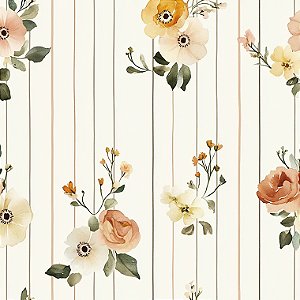 Tricoline Digital Flores nas Riscas, 100% Alg. 50cm x 1,50mt