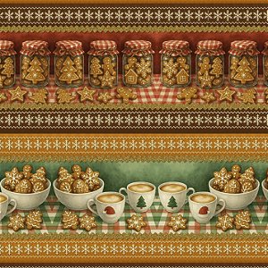 Tricoline Digital Barrado Gingerbread, 100%Alg 50cm x 1,50mt