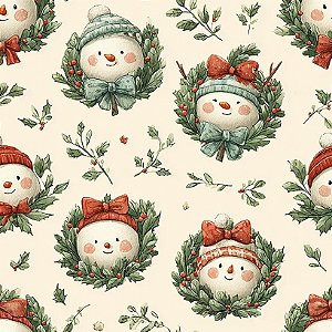 Tricoline Digital Natal Boneco de Neve 100%Alg 50cm x 1,50mt