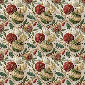 Tricoline Digital Natal Bolas, 100% Algodão, 50cm x 1,50mt