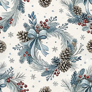 Tricoline Digital Natal BS Pinhas, 100%Algodão 50cm x 1,50mt