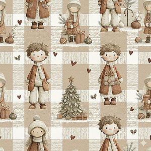 Tricoline Digital Natal NB Crianças, 100% Alg 50cm x 1,50mt