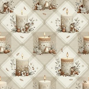 Tricoline Digital Natal NB Velas, 100% Alg. 50cm x 1,50mt