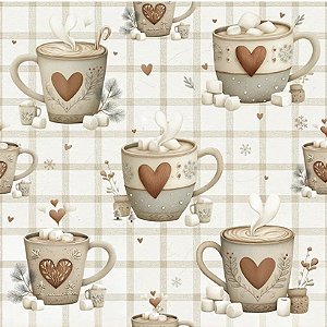 Tricoline Digital Natal NB Coffee, 100% Alg. 50cm x 1,50mt