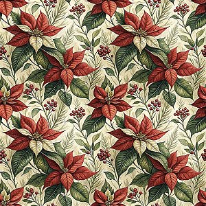 Tricoline Digital Natal NT Flores, 100% Alg. 50cm x 1,50mt
