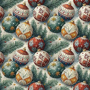 Tricoline Digital Natal NT Bolas, 100% Alg. 50cm x 1,50mt