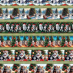 Tricoline Digital Natal Barrado Pet, 100% Alg. 50cm x 1,50mt