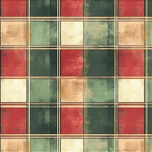 Tricoline Natal Xadrez Quadrado Verde e Vermelho 50c x 1,50m