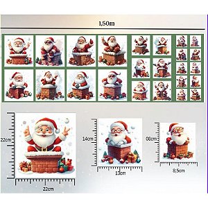 Tricoline Digital Painel Papai Noel na Chaminé 50cm x 1,50m