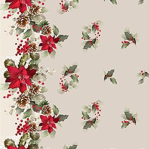 Sarja Hidrorrepelente Barrados de Natal Bege, 50cm x 1,50mt