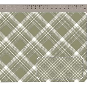 Tricoline Digital Xadrez Verde, 100% Algodão, 50cm x 1,50mt
