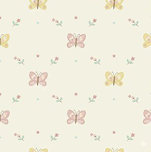 Tricoline Digital Borboletas, 100% Algodão, 50cm x 1,50mt