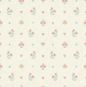 Tricoline Digital Florzinhas, 100% Algodão, 50cm x 1,50mt
