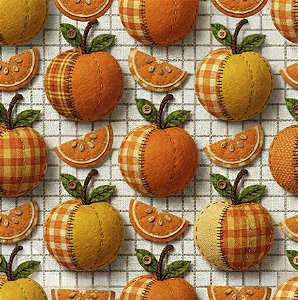 Tricoline Digital Frutas Patchwork Laranjas, 50cm x 1,50mt