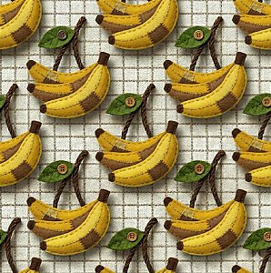 Tricoline Digital Frutas Patchwork Bananas, 50cm x 1,50mt